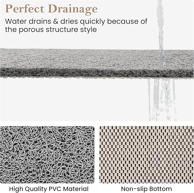 SoftDuo Shower Mat Bathtub Mat Non-Slip Soft Tub Mat | 47x16 inch,PVC Loofah Bath Mat with Drain for Tub and Bathroom,Quick Drying,Grey