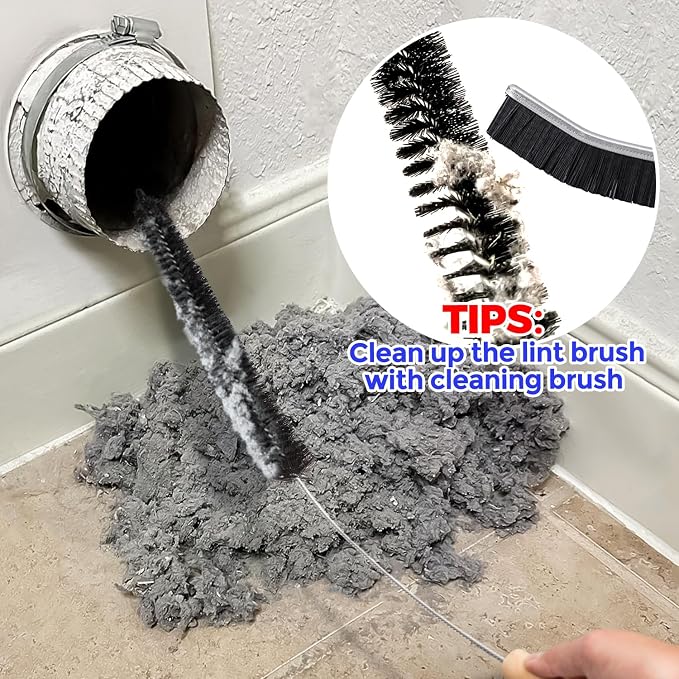 Holikme Dryer Vent Cleaner Kit 3 Pack – Crevice & 2 Lint Brushes | Flexible Nylon Bristles & Bendable Shaft Adapt to Tight Corners – Also Cleans Fridge Coils, Radiator Fins & AC Vents.