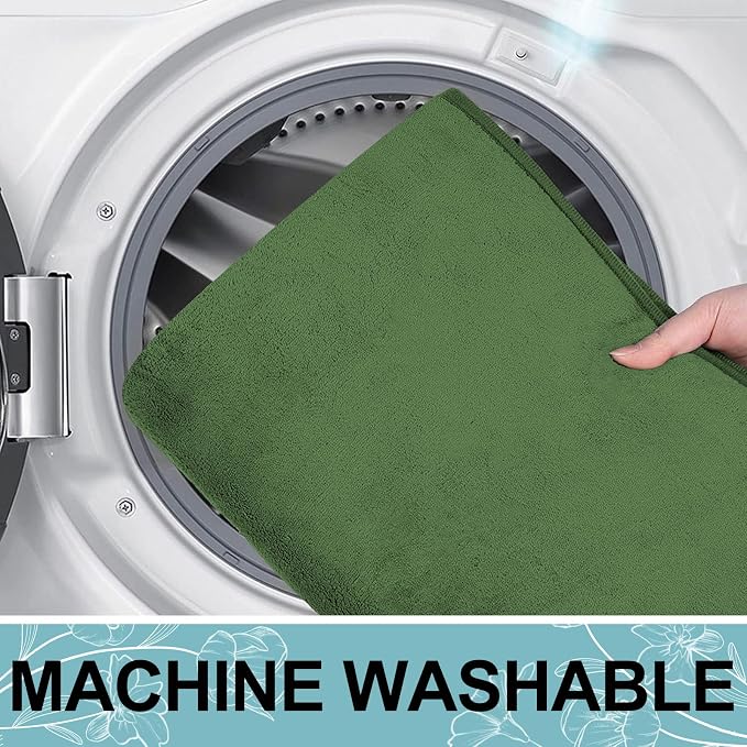 Smiry Memory Foam Bath Mat 36x24, Extra Soft and Absorbent Bathroom Rugs | Olive Green, Quick Dry Machine Washable Non-Slip Bath Mat for Bathroom Floor, Shower and Tub