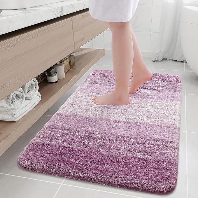 Arotive Microfiber Bathroom Rugs, Shaggy Soft Absorbent Bath Rug, 36x24 | Purple, Rubber Backing Thick Plush Machine Washable Dry Bath Mats for Bathroom, Tub and Shower, Rectangular