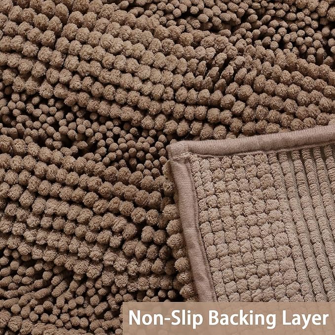 Turquoize Chenille Bath Rugs Shaggy Bathroom Rugs Non Slip Bath Rugs for Bathroom 24 x 36 Taupe Brown Bath Rug Extra Soft and Absorbent Area Rug, 24"x 36", Taupe Brown