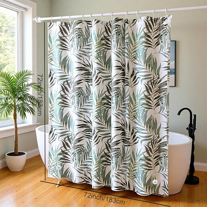 TIKABC Shower Curtain Liner, 4G PEVA Shower Liner, Plastic Waterproof Shower Curtains, 72x72 inch with Grommet Holes 3 Magnetic Weights
