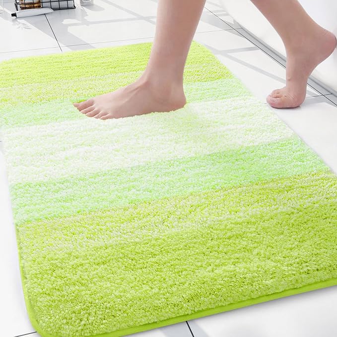 Arotive Microfiber Bathroom Rugs, Shaggy Soft Absorbent Bath Rug, 30x20 | LightGreen, Rubber Backing Thick Plush Machine Washable Dry Bath Mats for Bathroom, Tub and Shower, Rectangular