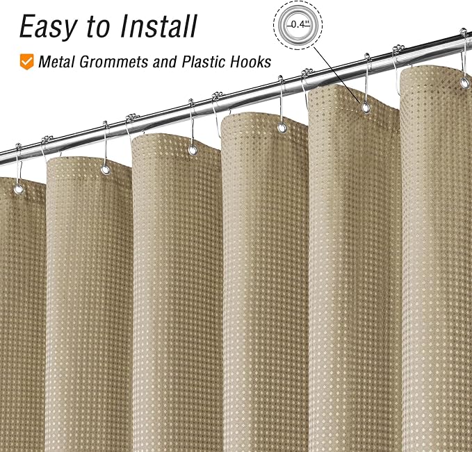 Small Stall 230GSM Beige Shower Curtain, 36 x 72 | 230GSM Narrow Half Fabric Shower Curtain for Bathroom, Water Repellent, Machine Washable