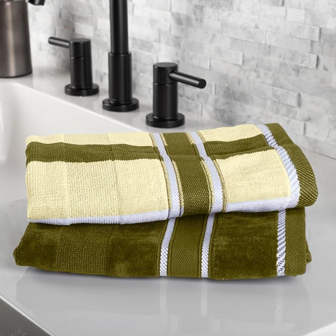 Lavish Home Bathroom Towels Set, Bathroom Accessories, Green, Set of 6 | Includes 2 Bath Sheets, 2 Hand Towels, and 2 Wash Cloths, Soft 525 GSM 100% Cotton Set for Shower, Gym, Dorm, and Spa