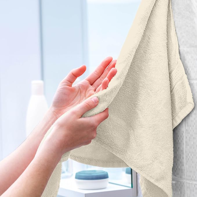 Martex Easy Living Everyday 6-Piece Bathroom Towel Set, Ivory | 2 Bath Towels, 2 Hand Towels, 2 Wash Cloths, 100% Cotton, Soft, Quick-Dry