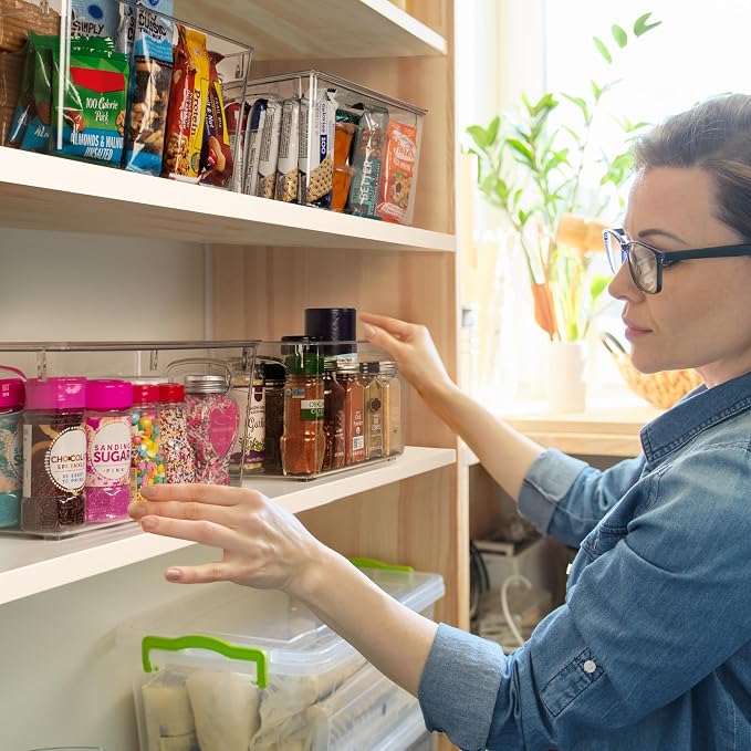 ClearSpace Pantry Storage Bins with Lids for Kitchen & Fridge, 8 Pack | Clear storage bins with lids keep pantry, fridge, and cabinets organized while protecting food and maximizing storage space