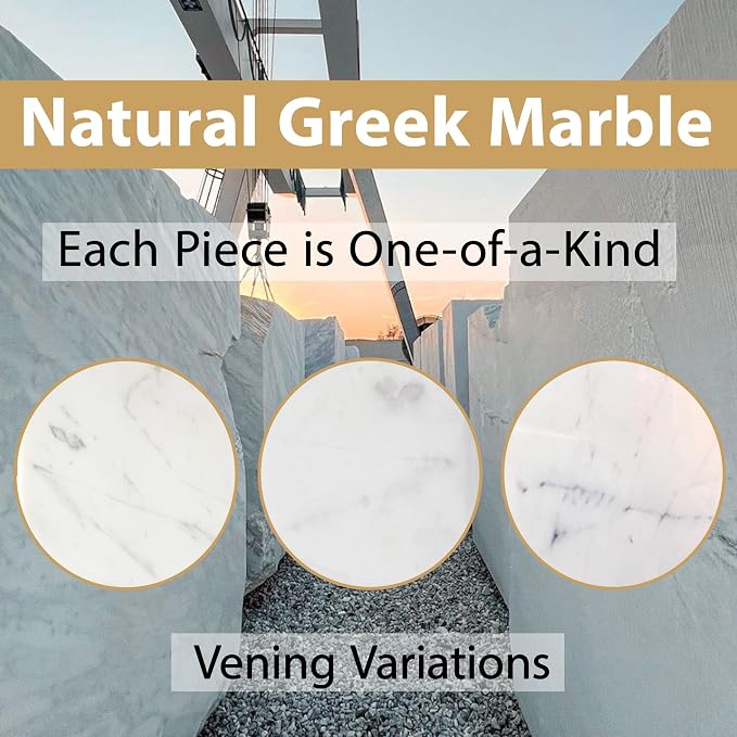 Natural Marble Tissue Box Cover, Volakas White Tissue Organizer 6 x 6 x 5.7 inch, Heavy Stone Decorative Box, Square Tissue Box Holder for Home Decor, Kitchen, Bathroom, Bedroom