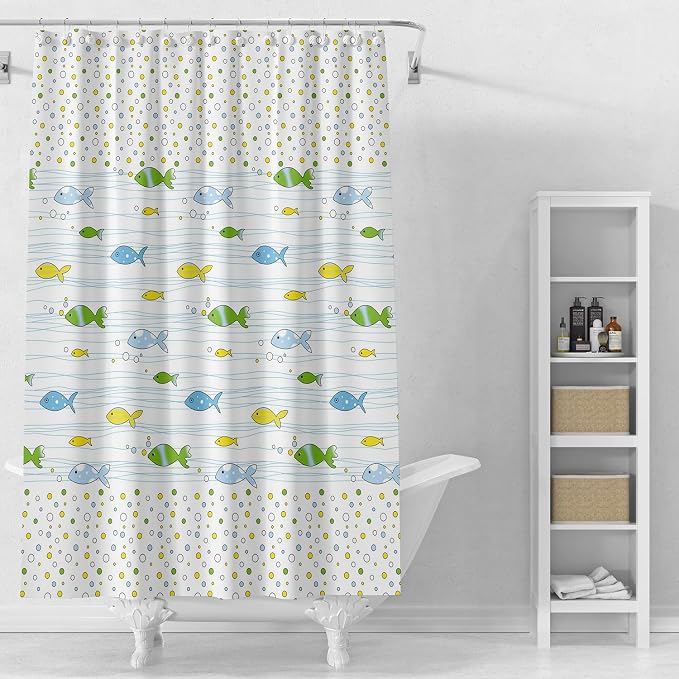 TIKABC Shower Curtain Liner, 4G PEVA Square Shower Liner, Plastic Waterproof Shower Curtains, 72x72 inch with Grommet Holes 3 Magnetic Weights
