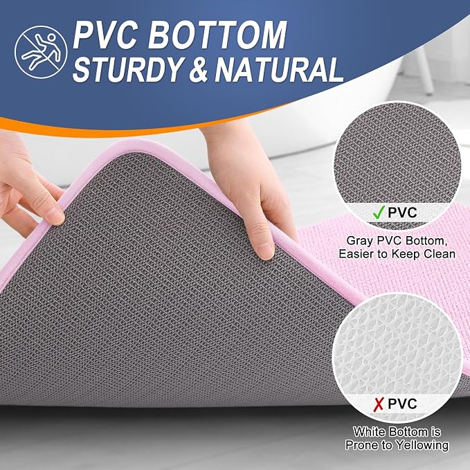 OLANLY Thick Memory Foam Bathroom Rugs 30x20, Soft Absorbent Bath Mat, Pink | Quick Dry Bath Rugs, Non-Slip Carpet, Machine Washable Mats for Bathroom Floor, Tub and Shower, Home Decor Accessories