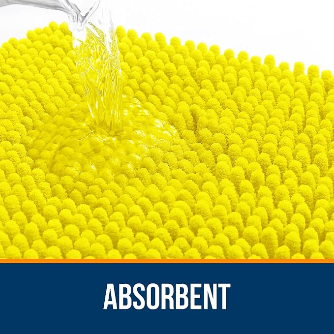 OLANLY Bathroom Rugs 30x20, Extra Soft Absorbent Chenille Bath Rugs | Lemon Yellow, Quick-Drying Rubber Backing, Washable Bath Mat for Bathroom Floor, Tub and Shower, Home Decor Accessories