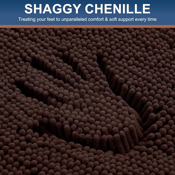 Smiry Round Bathroom Rugs 24X24, Chenille Extra Soft Absorbent Bath Mat | Brown, Machine Washable Non-Slip Plush Bath Mats for Bathroom, Tub, Shower, and Floor, Home Decor