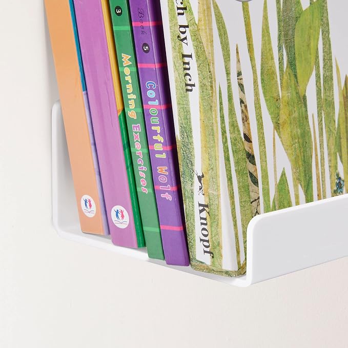 upsimples 4 Pcs 15" Acrylic Shelves for Wall Organize and Display, White | Cute Floating Shelf for Perfume, Skincare, Nail Polish, Wall Organizer for Bedroom, Living Room, Playroom, Room Décor