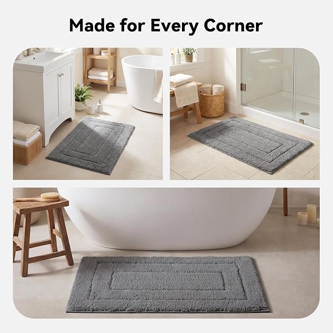 GRANNY SAYS Dark Grey Bathroom Rug 36" x 24", Non-Slip Microfiber Bath Mat | Ultra-soft, durable TPR backing for reliable grip, fast water absorption, machine washable for Vanity, Shower, Tub