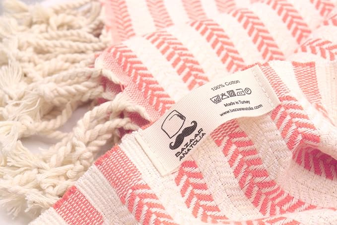 Turkish Beach Towel, 100% Cotton, 71x39 in, Arpa Coral