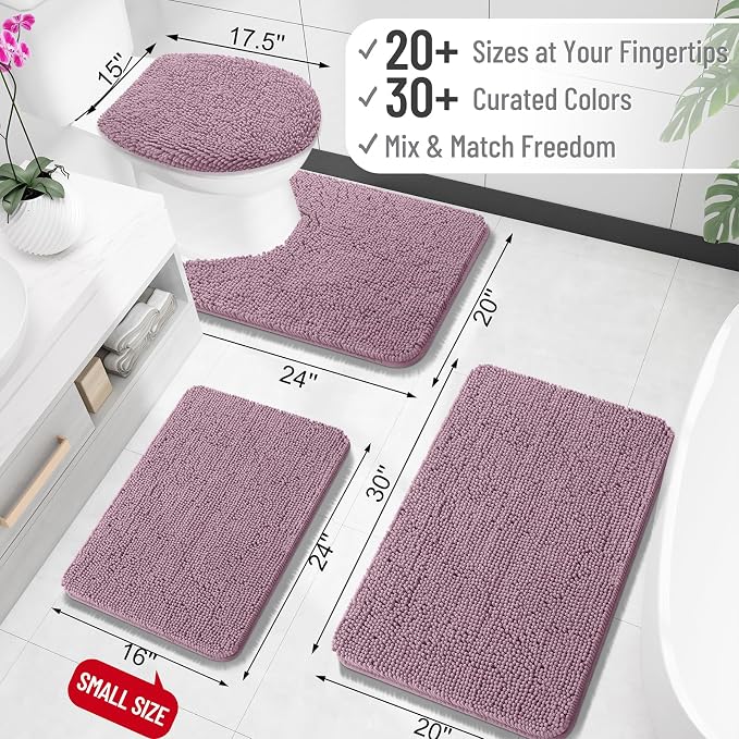 OLANLY Large Bathroom Rugs 70x46, Extra Soft Absorbent Chenille Bath Rugs | Deep Plum, Quick-Drying Rubber Backing, Machine Washable Bath Mat for Bathroom Floor, Tub and Shower, Home Decor Accessories