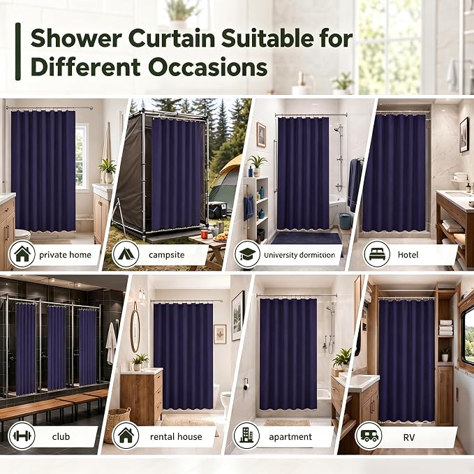Siiluminisoy Extra Long Boho Shower Curtain, Woven Fabric 84 in Dark Purple, 72 x 84, Tufted Chevron Striped Modern Chic Textured Minimalist Bathroom Shower Curtain