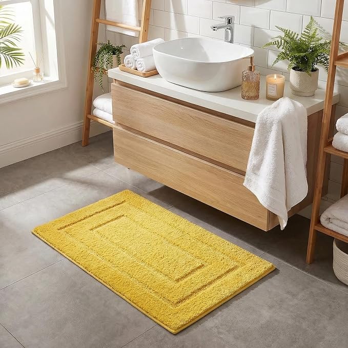 GRANNY SAYS Yellow Bathroom Rug 36" x 24", Non-Slip Microfiber Bath Mat | Ultra-soft, durable TPR backing for reliable grip, fast water absorption, machine washable for Vanity, Shower, Tub
