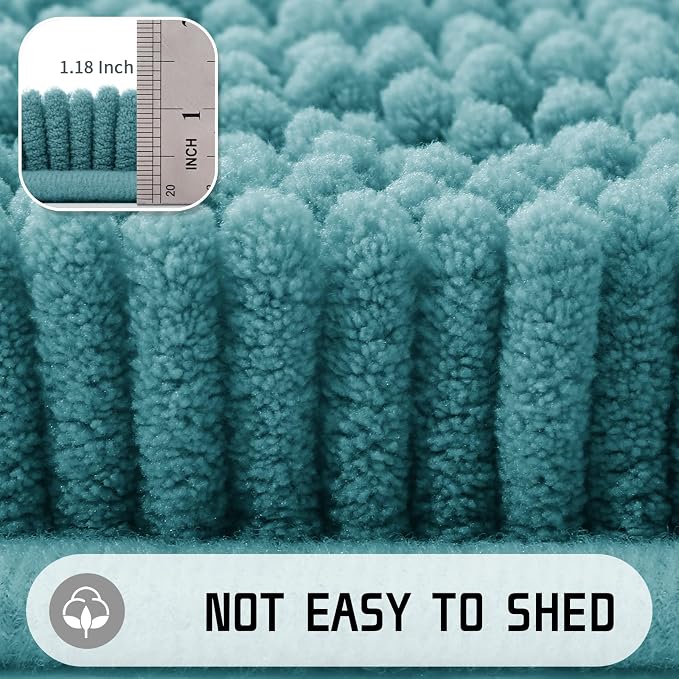 Yimobra Long Bathroom Rugs 44"x24", Extra Soft Non Slip Bath Mat for Tub, Super Absorbent Quick Dry Shaggy Rug Floor Carpet, Machine Washable,Teal Blue