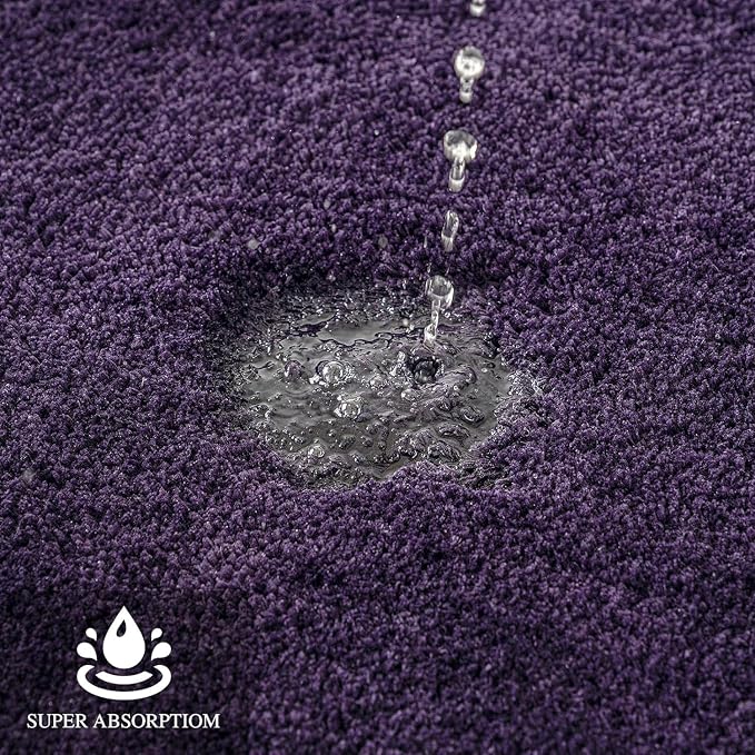MIULEE Dark Purple Bathroom Runner Rugs Soft Microfiber Bath Mat 16x60 Inch | Absorbent, Non Slip, Quick Dry, Fluffy Bath Rugs for Bathroom Floor Tub Showers, Machine Washable