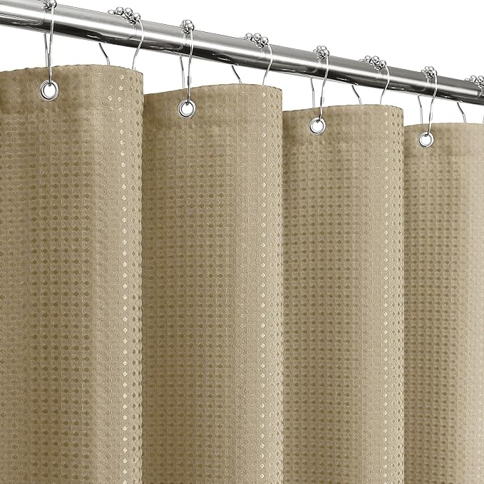 Small Stall 230GSM Beige Shower Curtain, 36 x 72 | 230GSM Narrow Half Fabric Shower Curtain for Bathroom, Water Repellent, Machine Washable