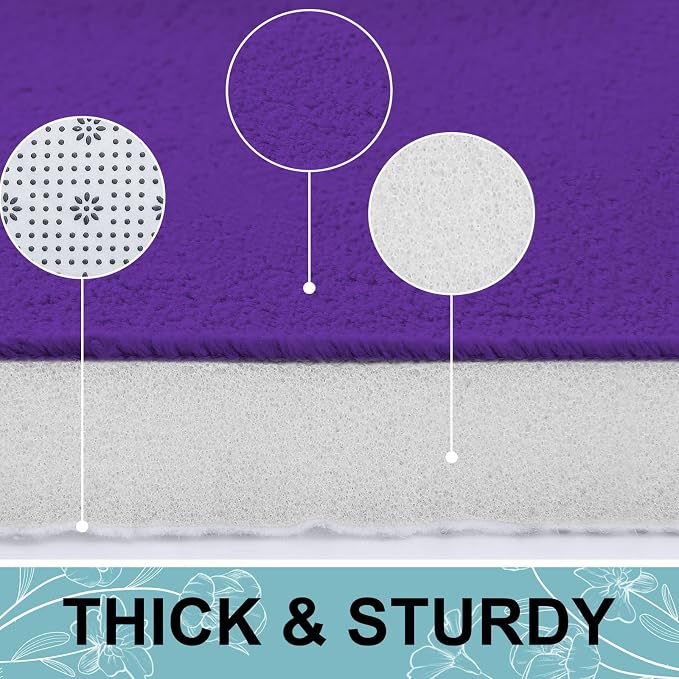 Smiry Memory Foam Bath Mat 30x20, Extra Soft and Absorbent Bathroom Rugs | Deep Purple, Quick Dry Machine Washable Non-Slip Bath Mat for Bathroom Floor, Shower and Tub