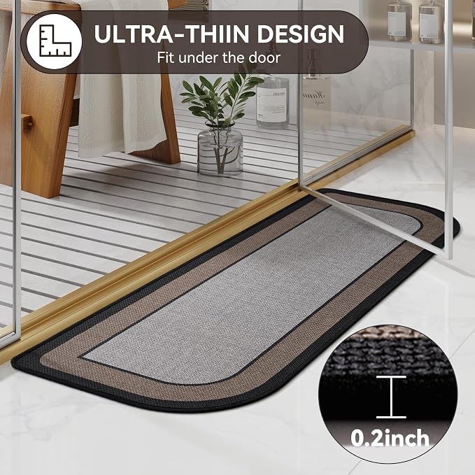 Bathroom Runner Rug, Long Thin Bath Mat Fit Under Door, Grey 24x48 | Quick Dry Absorbent, Rubber Backing Washable Large Bathmat, Shower Mat for Bathroom Floor, Tub and Outside Shower