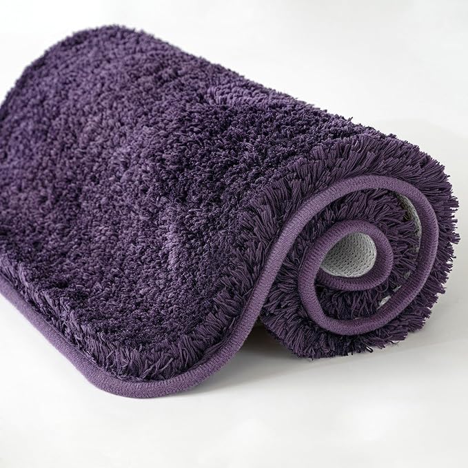 MIULEE Dark Purple Bathroom Rugs Soft Microfiber Bath Mat 20x30 Inch | Absorbent, Non Slip, Quick Dry, Fluffy Bath Rugs for Bathroom Floor Tub Showers, Machine Washable