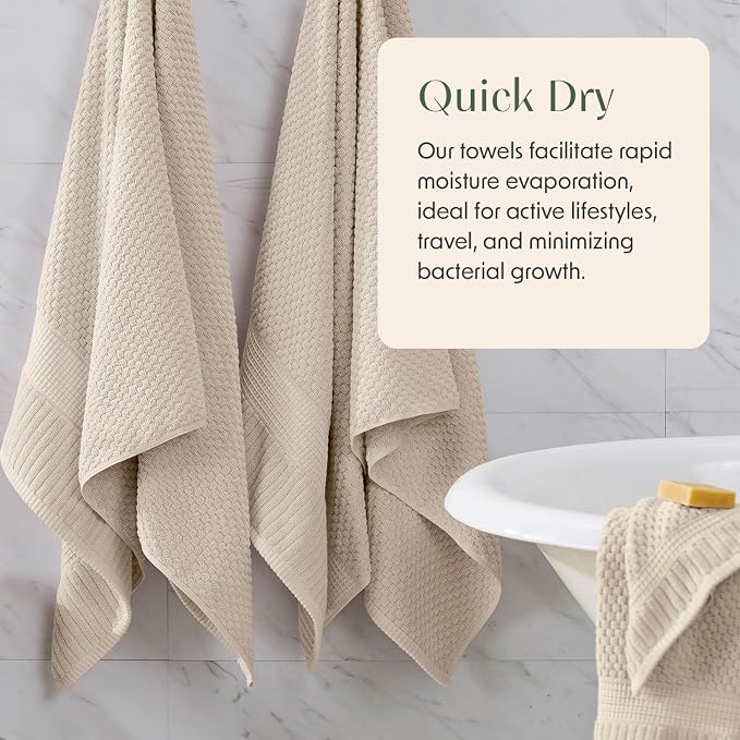 2 Pack Oversized Bath Towels 100% Cotton | Beige Towels | Oeko‑TEX Standard 100 | Soft & Absorbent, Quick‑Dry | Trinity Collection - Sand