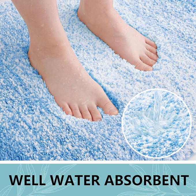 Arotive Microfiber Bathroom Rugs, Shaggy Soft Absorbent Bath Rug, 44x24 | LightRoyalBlue, Rubber Backing Thick Plush Machine Washable Dry Bath Mats for Bathroom, Tub and Shower, Rectangular