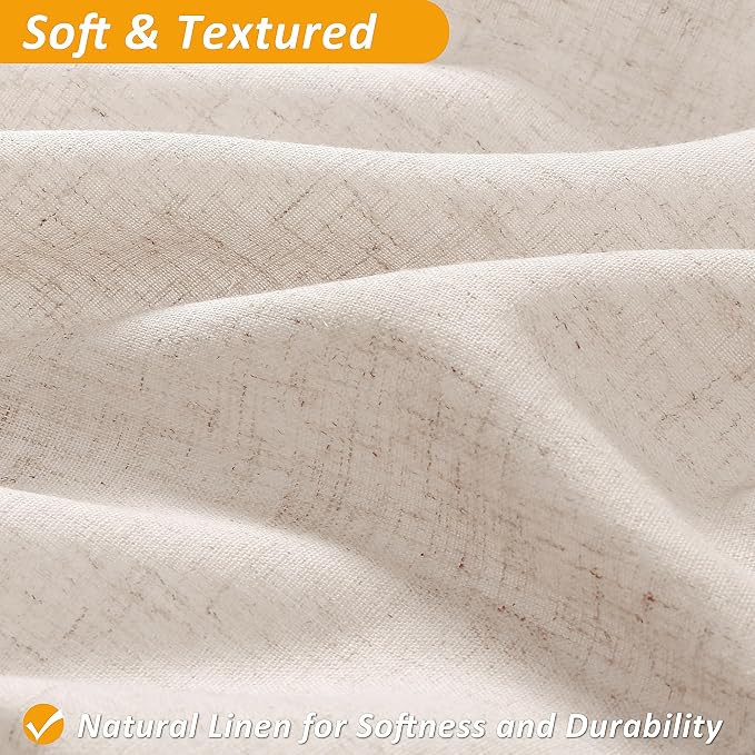 Linen Shower Curtain 72 Inches for Bathroom Boho Double Layer | 6ft, Curtains with Hook, Snap in Liner, Water Repellent, Boho Farmhouse, Modern Bath Decor, 1 Panel, 72x72