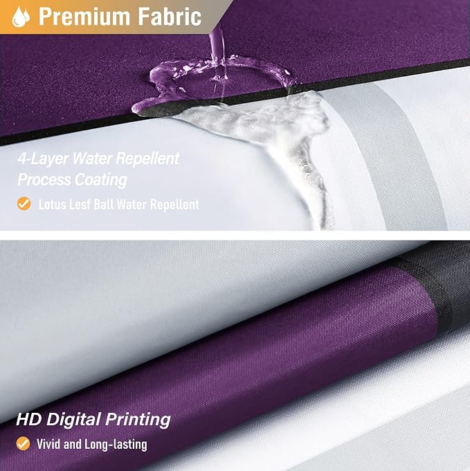 36x72 Half Modern Geometric Waterproof Fabric Shower Curtain, Purple | Small Size, Premium Polyester, Weighted Hem, 6 Plastic Hook, Vibrant Color, Wrinkle-resistant, Quick-Dry, Machine Washable
