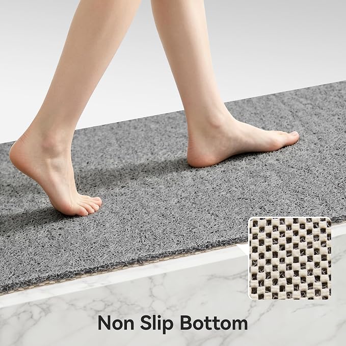 Soft Textured Bath, Shower, Tub Mat, 35x16 Inch, Phthalate Free, Non Slip Comfort Bathtub Mats with Drain, PVC Loofah Bathroom Mats for Wet Areas, Quick Drying