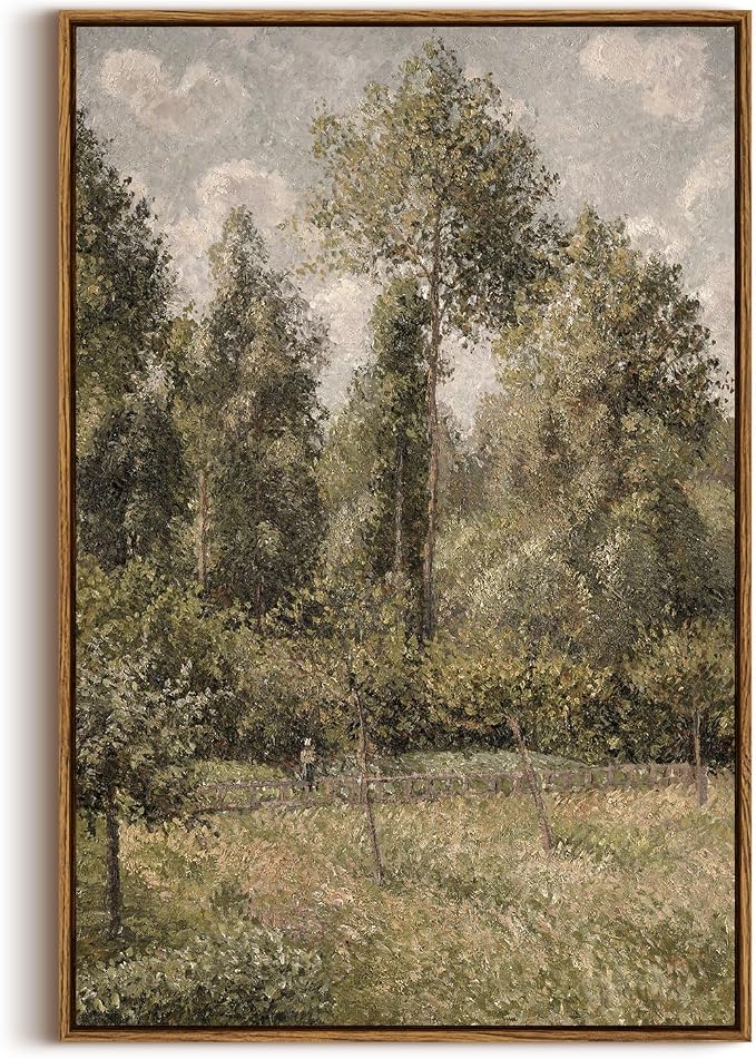 InSimSea Framed Canvas Prints Art Vintage Decor, Bushes Poplars Nature Landscape Paintings, Large Prints, Farmhouse Decor, Classical Wall Decorations for Bedroom Living Room Bathroom, 20"x30"