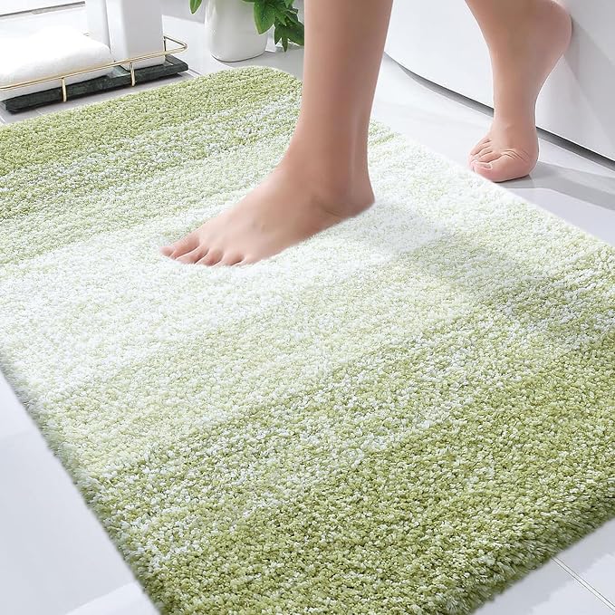 OLANLY Bathroom Rugs Mat 30x20, Extra Soft Absorbent Microfiber Bath Rugs | Mustard Yellow, Non-Slip Quick-Drying Rubber Backing, Washable Bath Mat for Floor, Tub and Shower, Home Decor Accessories