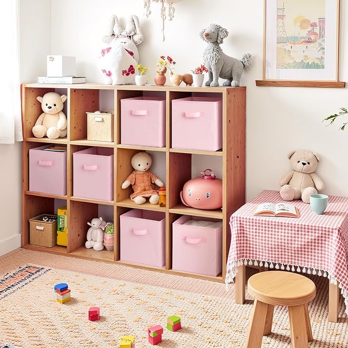 Cupic Cupid 6-Pack 11x11 Storage Cubes, Cube Storage Organizer, Pink | Foldable, Reinforced Front Handle, Holds Clothes, Toys, Blankets and More, Fits Closet, Cube Shelves, Nursery, Bedroom