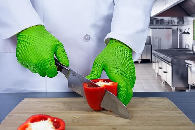 GLOVEWORKS Green Nitrile Gloves 8 Mil Heavy Duty Texture Chemical Resistant | Mechanic and Cleaning Gloves, Suitable for Heavy Duty Industrial Use, Chemical Resistant, HIgh-Visibility Color, Bulk Options