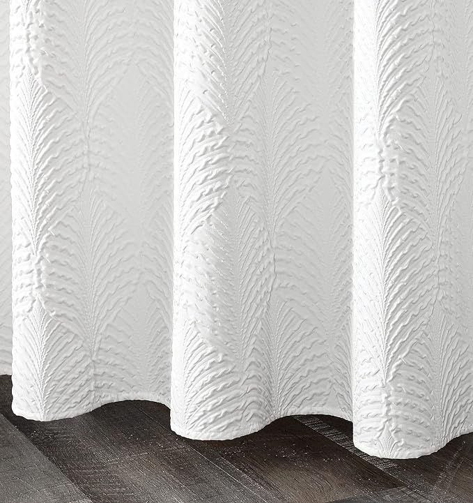 Small Stall Shower Curtain, Narrow Half 3D Embossed Textured White Fabric Shower Curtain, Modern Farmhouse Chic Soft Cloth Bathroom Curtains Shower Set with Hooks (White, 36" W x 72" L) | Narrow Half Small Stall Shower Curtain, White 3D Embossed Modern...