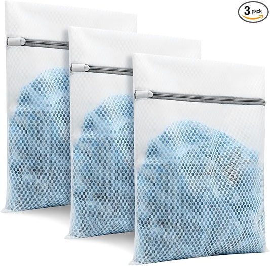 3Pcs Laundry Bags Mesh Wash Bags 9x12 Inches | (3 Small) | Upgraded Honeycomb & Fine Mesh, Extra Durable with Sturdy Zippers