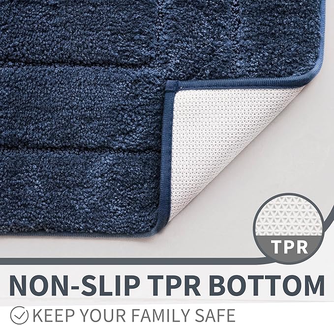 GRANNY SAYS Blue Bathroom Rug 36" x 24", Non-Slip Microfiber Bath Mat | Ultra-soft, durable TPR backing for reliable grip, fast water absorption, machine washable for Vanity, Shower, Tub