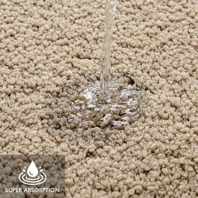 MIULEE Tan Bathroom Rugs Soft Microfiber Bath Mat 20x30 Inch | Absorbent, Non Slip, Quick Dry, Fluffy Bath Rugs for Bathroom Floor Tub Showers, Machine Washable