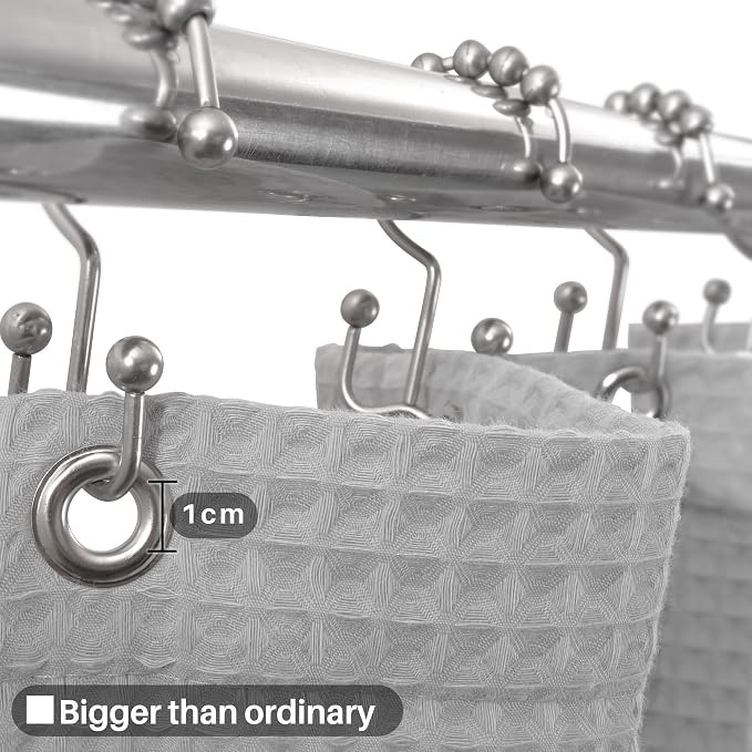 Barossa Design Waffle Weave Shower Curtain, Lake Wanaka Gray, 72x72 | Heavy Weight Fabric, Cotton Blend, Hotel Luxury Spa, Machine Washable, 72x72 Long Cloth Curtain for Bathroom