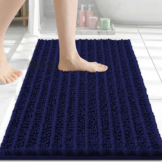 Arotive Bathroom Rugs Mat 24x16, Soft Absorbent Chenille Shaggy Bath Mat | Navy, Machine Wash Dry, Bath Rugs for Bathroom Floor, Tub and Shower, Home Decor Accessories