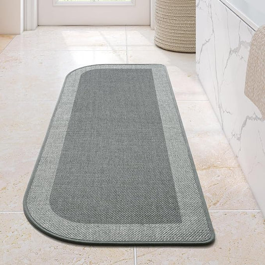 Bathroom Runner Rug, Long Thin Bath Mat Fit Under Door, Grey 17x47 | Quick Dry Absorbent, Rubber Backing Washable Large Bathmat, Shower Mat for Bathroom Floor, Tub and Outside Shower