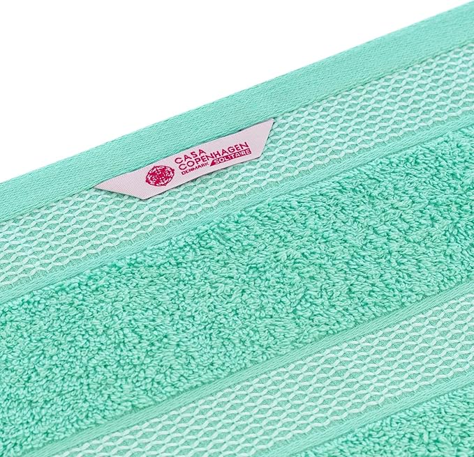 CASA COPENHAGEN Solitaire 6 Pieces Towel Set- Aqua Blue, 600 GSM 2 Bath Towel 2 Hand Towel 2 Washcloth, Designed in Denmark Made of Soft Egyptian Cotton for Bathroom, Kitchen & Shower