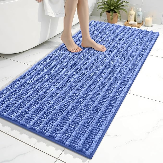Arotive Bathroom Rugs Mat 47x24, Soft Absorbent Chenille Shaggy Bath Mat | Cornflower Blue, Machine Wash Dry, Bath Rugs for Bathroom Floor, Tub and Shower, Home Decor Accessories