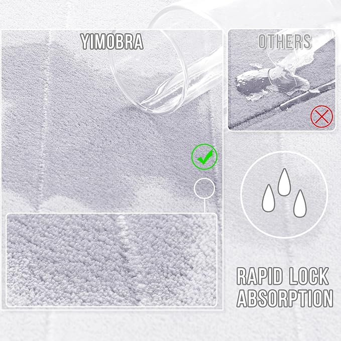 Yimobra Memory Foam Toilet Bath Mat U-Shaped, Soft and Comfortable, Super Water Absorption, Non-Slip, Thick, Machine Wash and Easier to Dry for Bathroom Commode Contour Rug, 24 X 24 Inches, White
