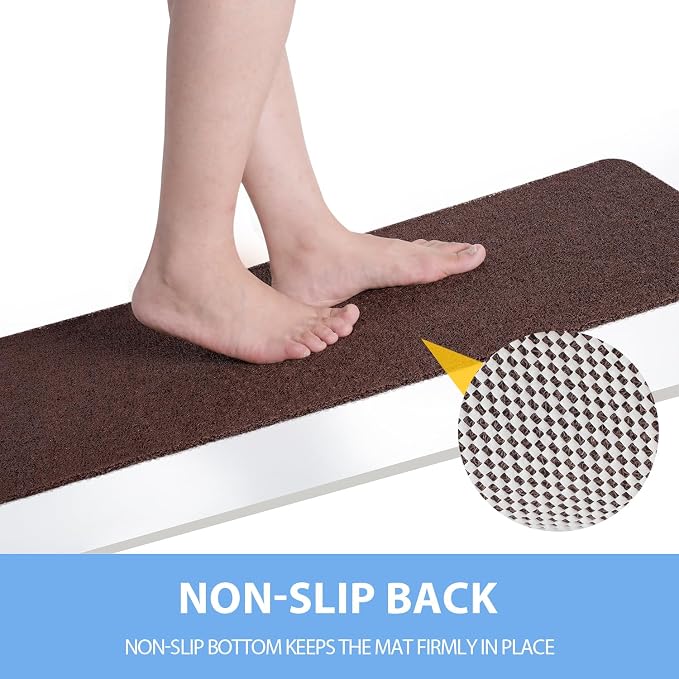 Hargiis Non-Slip Bathtub Mat, Anti Slip Shower Mat, Fast Drying Bathtub Mats, Foot Scrubber Mat, Anti Slip Mat for Tub, Floor, Bathroom, Kitchen, Home, Hotel (Brown 36"×24")