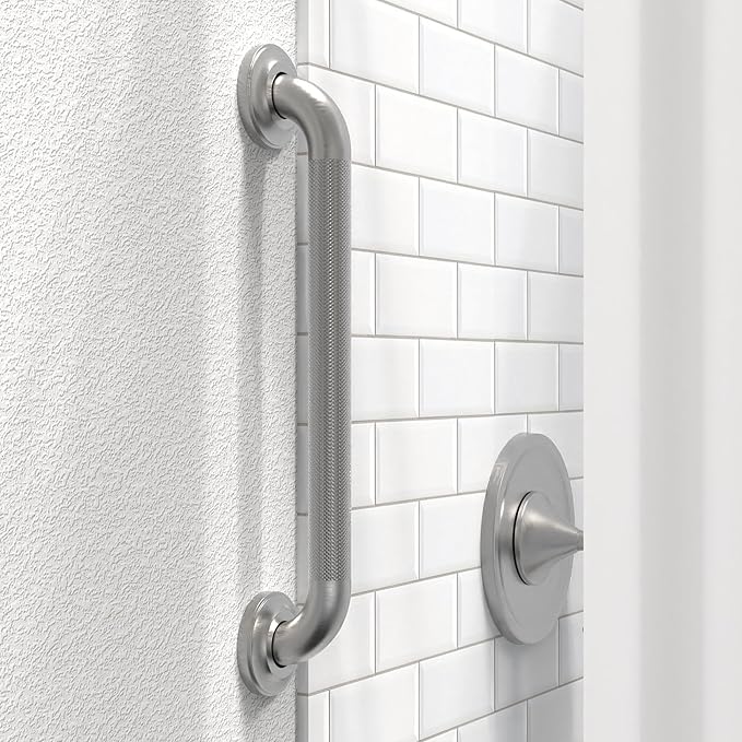 1-1/4" Knurled Grab Bar, ADA Compliant Bath Safety Shower Handrail, Bathroom Mobility Aid Handle for Seniors and Disabled, Heavy Duty 500lbs Support