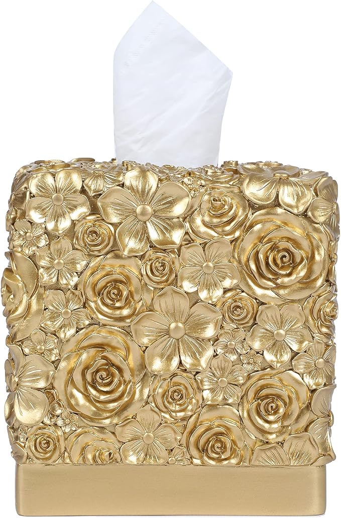 Hymmah Modern Square Tissue Box Cover Holder,Bathroom Accessories Decor Unique Design Tissue Box Cover for Bathroom Vanity Counter Tops Also Great for Bedrooms and Living Rooms
